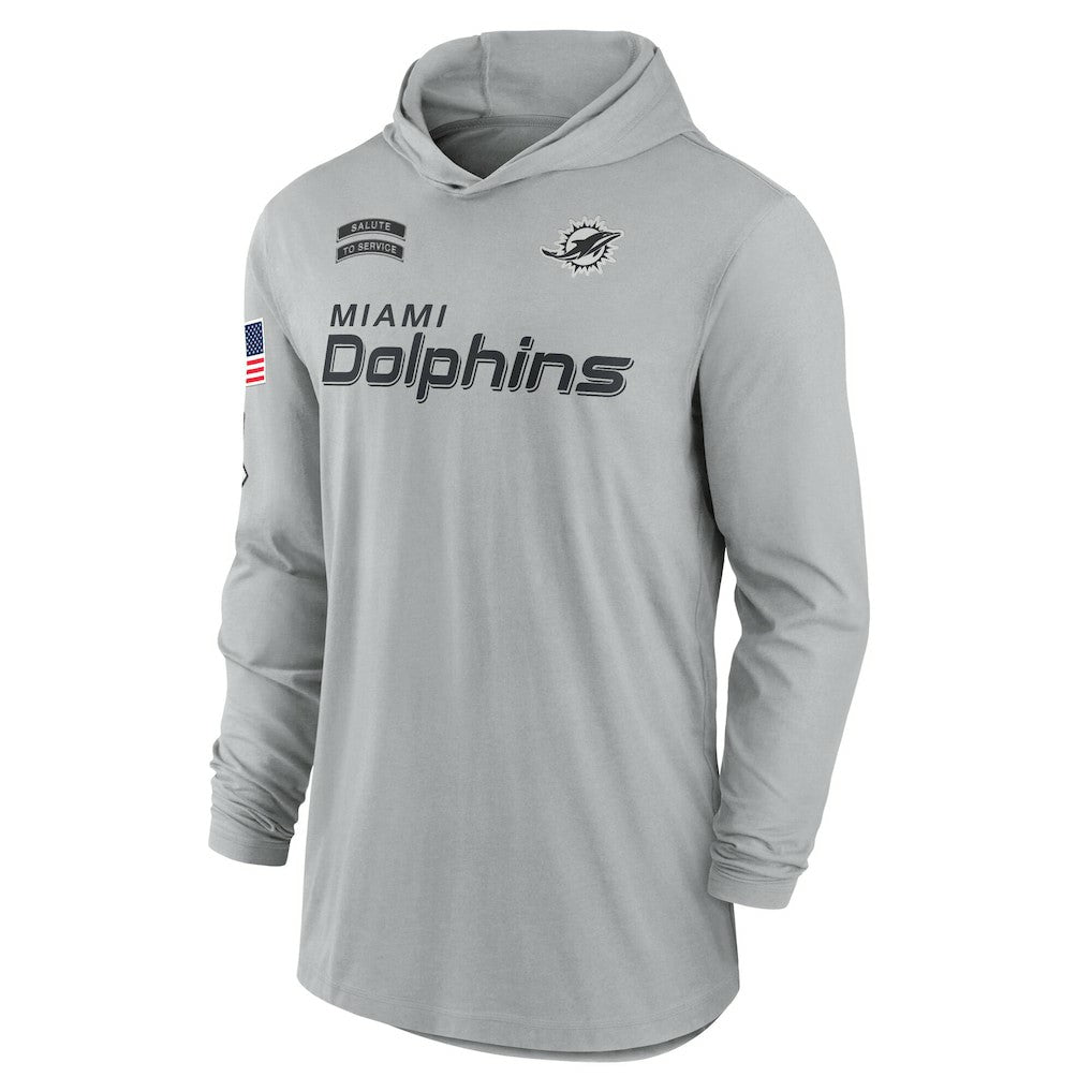 Miami Dolphins 2024 Salute to Service Lightweight Dri-FIT Long Sleeve Hoodie T-Shirt | NFL Online