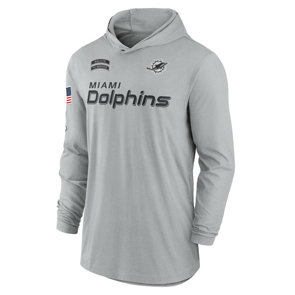 Miami Dolphins 2024 Salute to Service Lightweight Dri-FIT Long Sleeve Hoodie T-Shirt | NFL Online