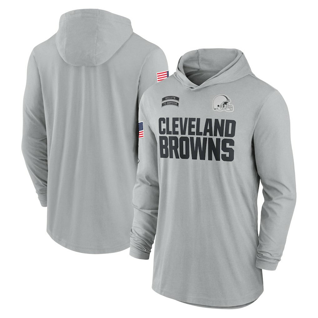 Cleveland Browns 2024 Salute to Service Lightweight Dri-FIT Long Sleeve Hoodie T-Shirt | NFL New