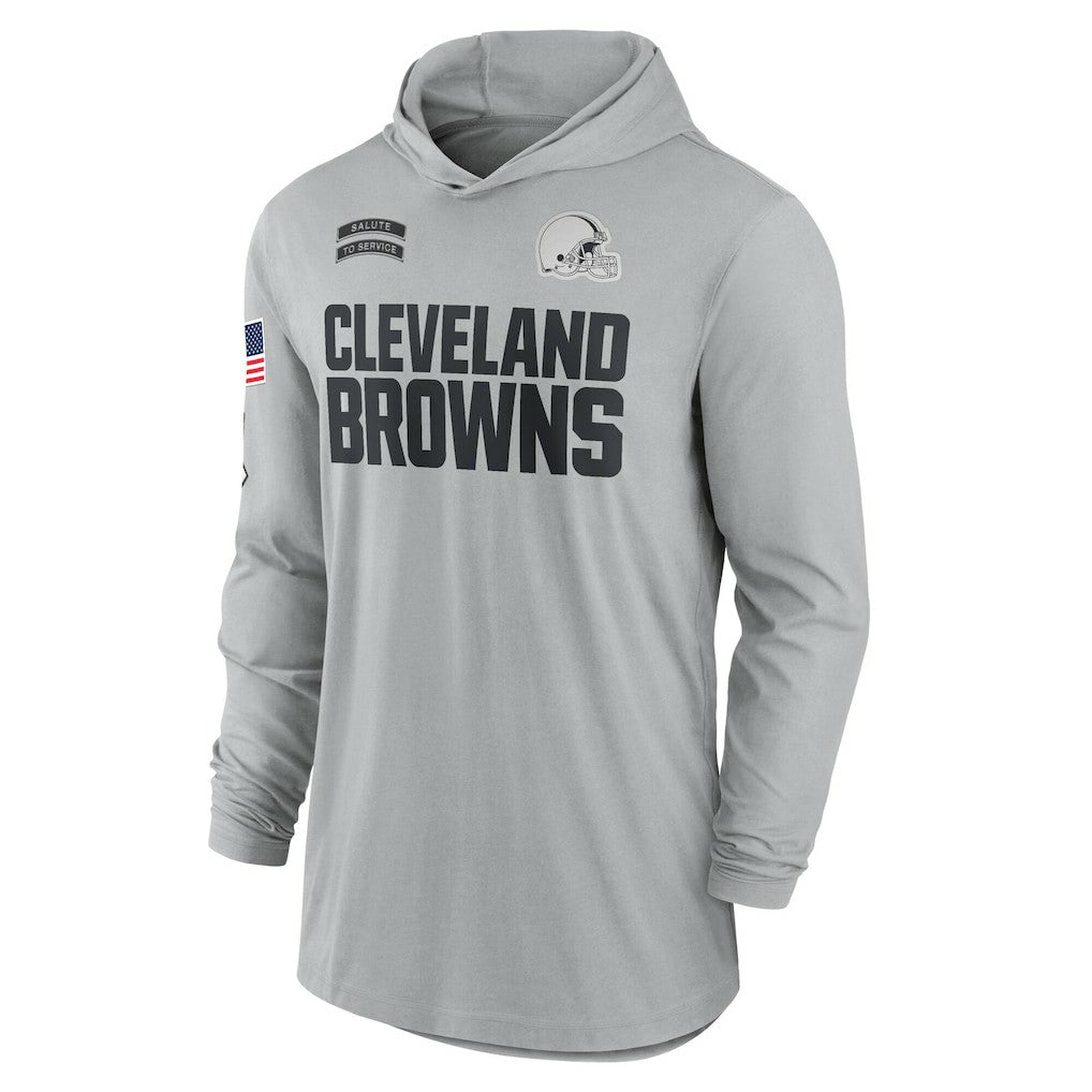 Cleveland Browns 2024 Salute to Service Lightweight Dri-FIT Long Sleeve Hoodie T-Shirt | NFL New