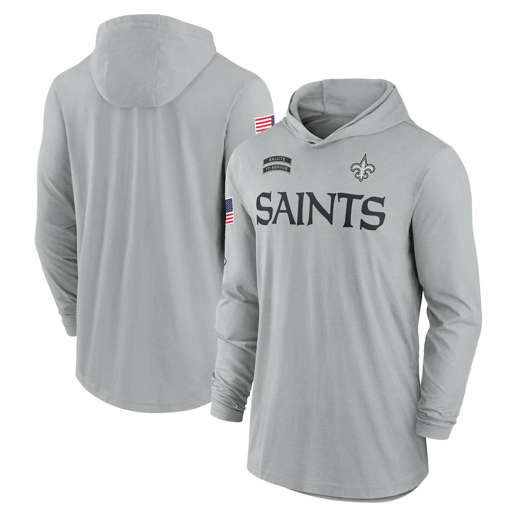 New Orleans Saints 2024 Salute to Service Lightweight Dri-FIT Long Sleeve Hoodie T-Shirt | NFL Discount