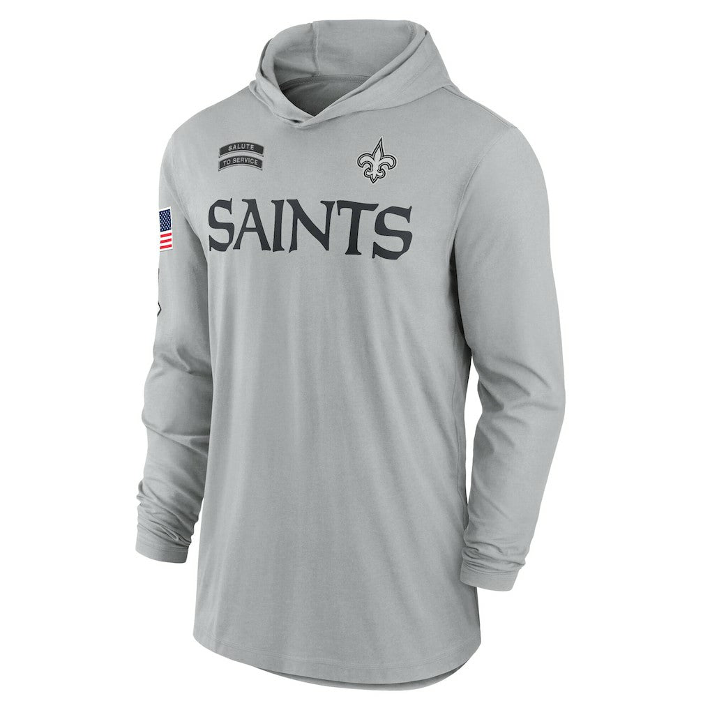 New Orleans Saints 2024 Salute to Service Lightweight Dri-FIT Long Sleeve Hoodie T-Shirt | NFL Discount