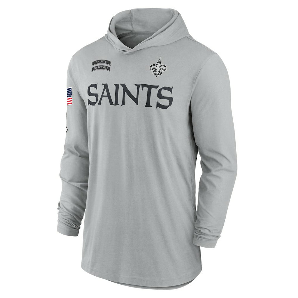 New Orleans Saints 2024 Salute to Service Lightweight Dri-FIT Long Sleeve Hoodie T-Shirt | NFL Discount