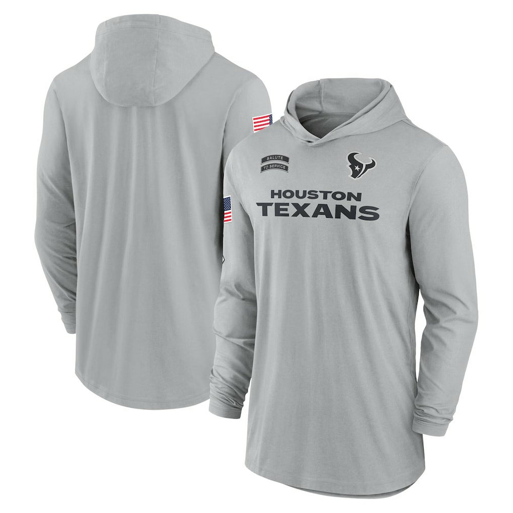 Houston Texans 2024 Salute to Service Lightweight Dri-FIT Long Sleeve Hoodie T-Shirt | NFL Sale