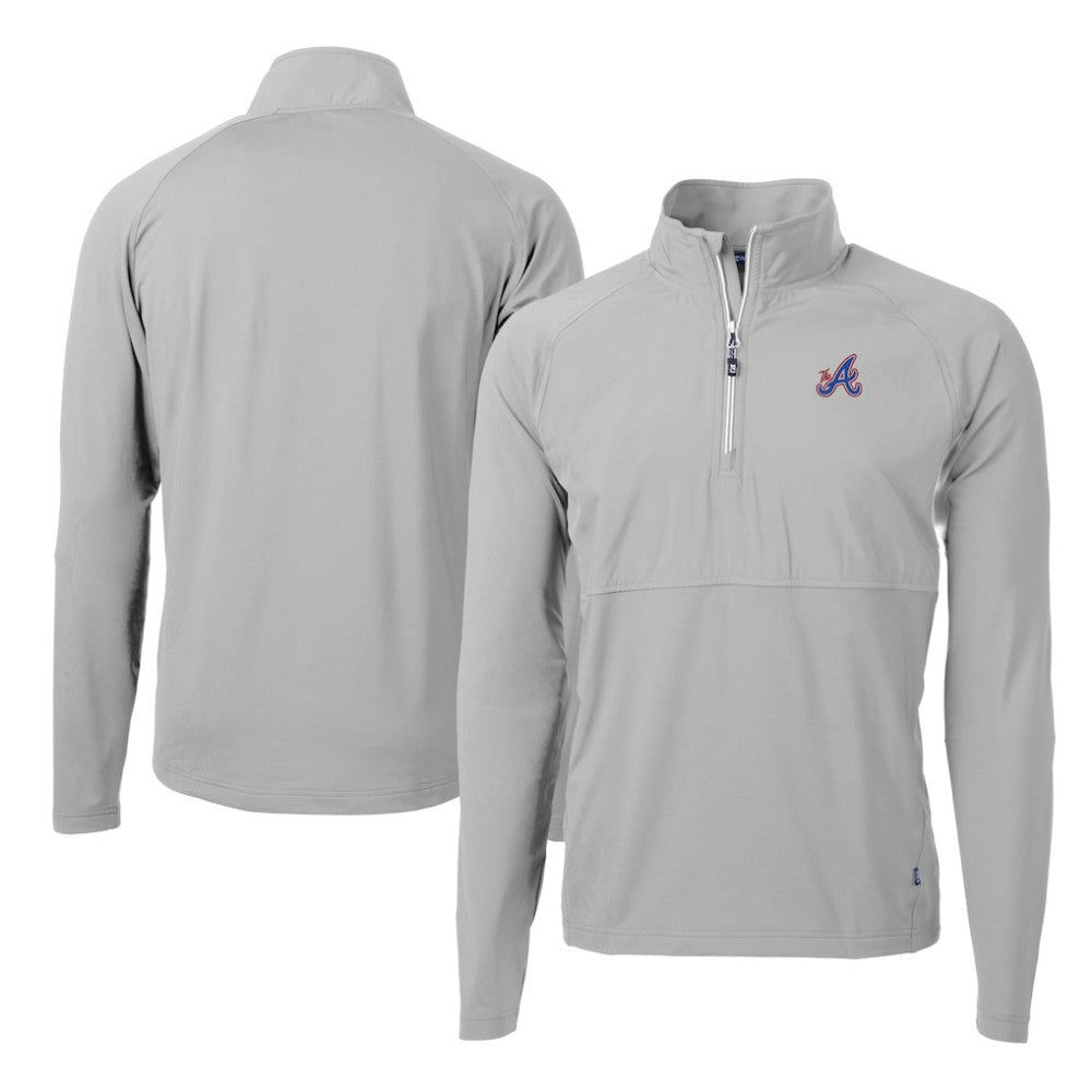 Atlanta Braves Cutter & Buck City Connect Adapt Eco Knit Hybrid Recycled Quarter-Zip Pullover Top - MLB Pullover