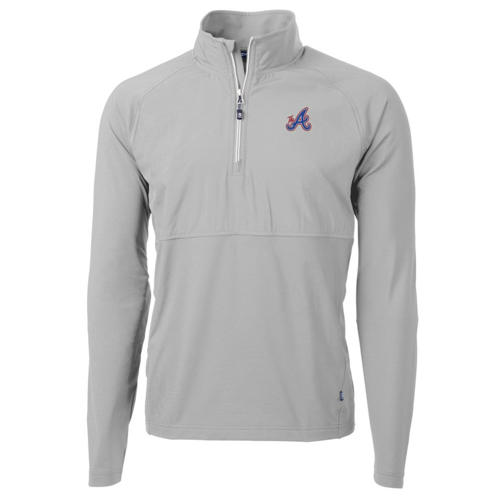 Atlanta Braves Cutter & Buck City Connect Adapt Eco Knit Hybrid Recycled Quarter-Zip Pullover Top - MLB Pullover