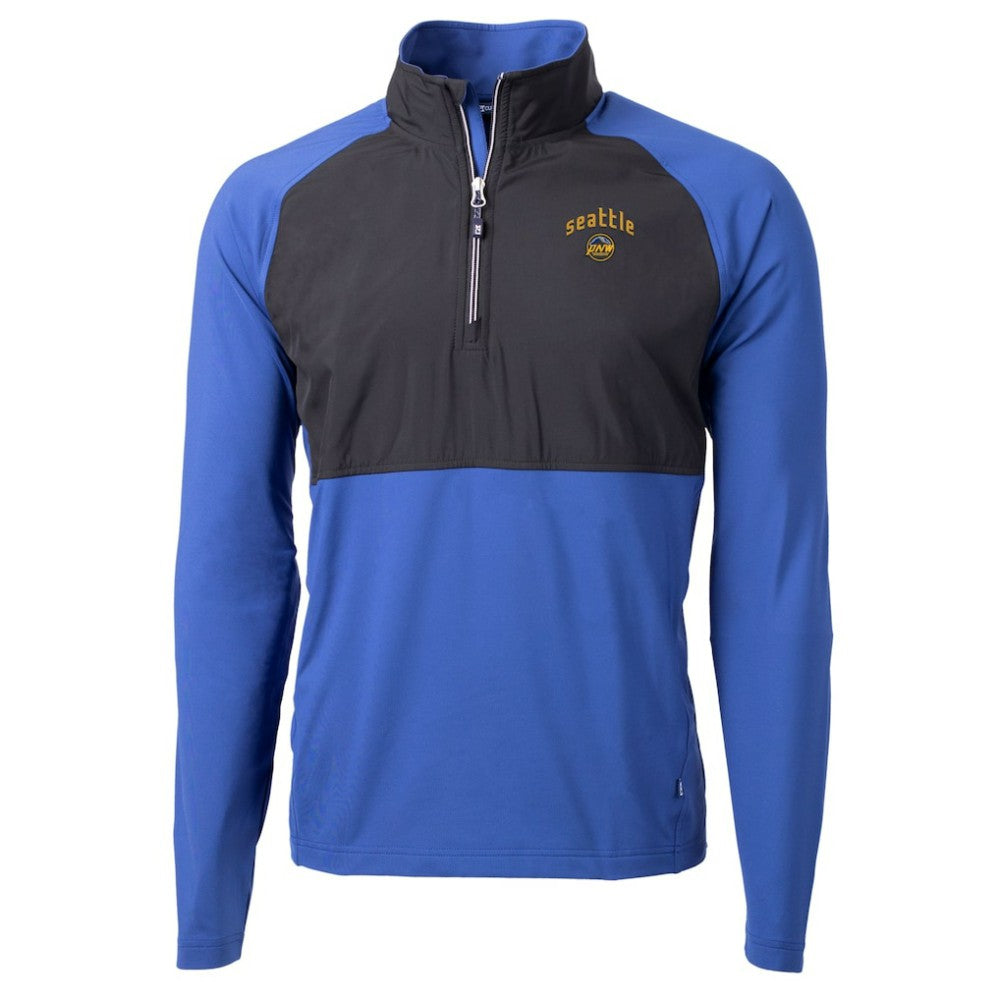 Seattle Mariners Cutter & Buck City Connect Adapt Eco Knit Hybrid Recycled Quarter-Zip Pullover Top - MLB Pullover