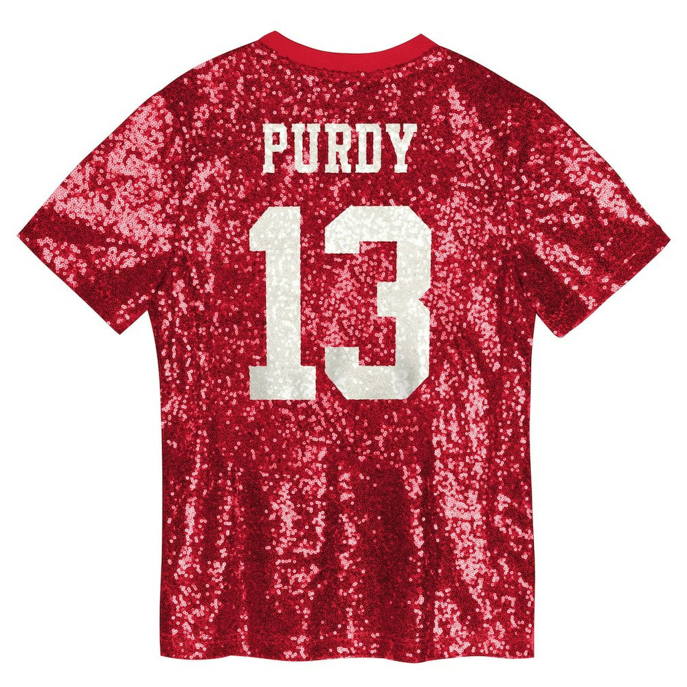 San Francisco 49ers Brock Purdy  Girls Youth Sequin V-Neck Fashion Jersey | NFL Sale