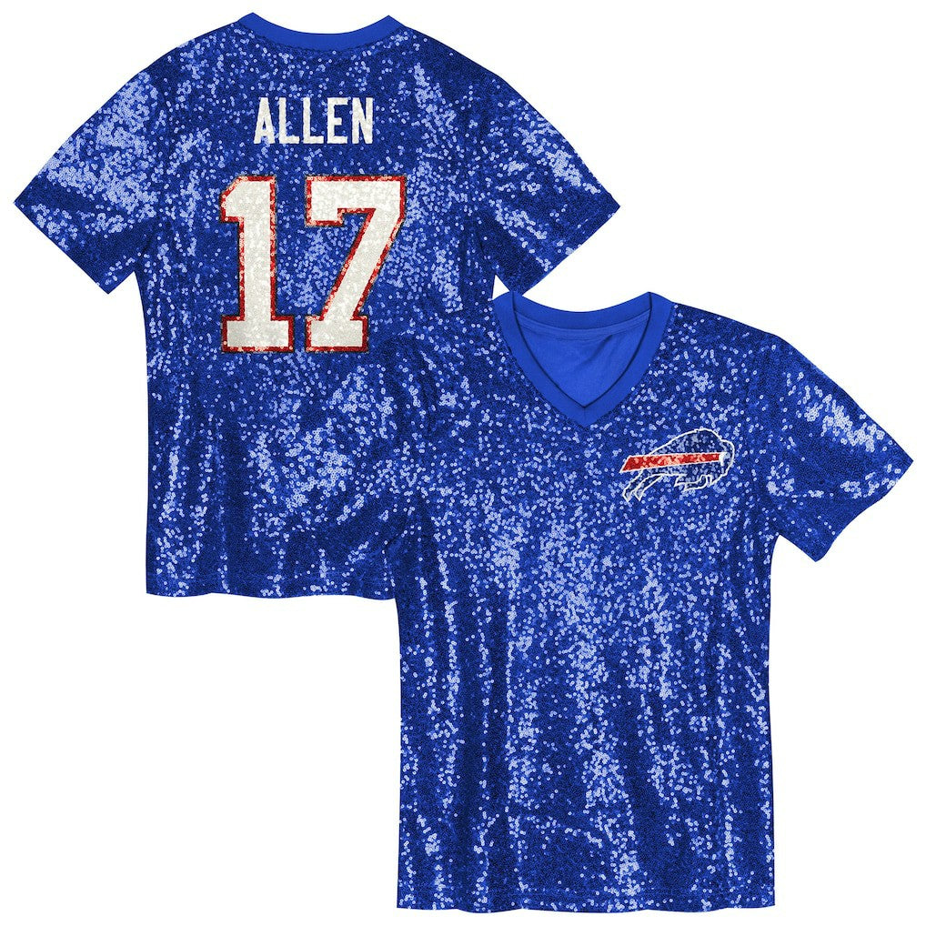 Buffalo Bills Josh Allen  Girls Youth Sequin V-Neck Fashion Jersey | NFL On sale
