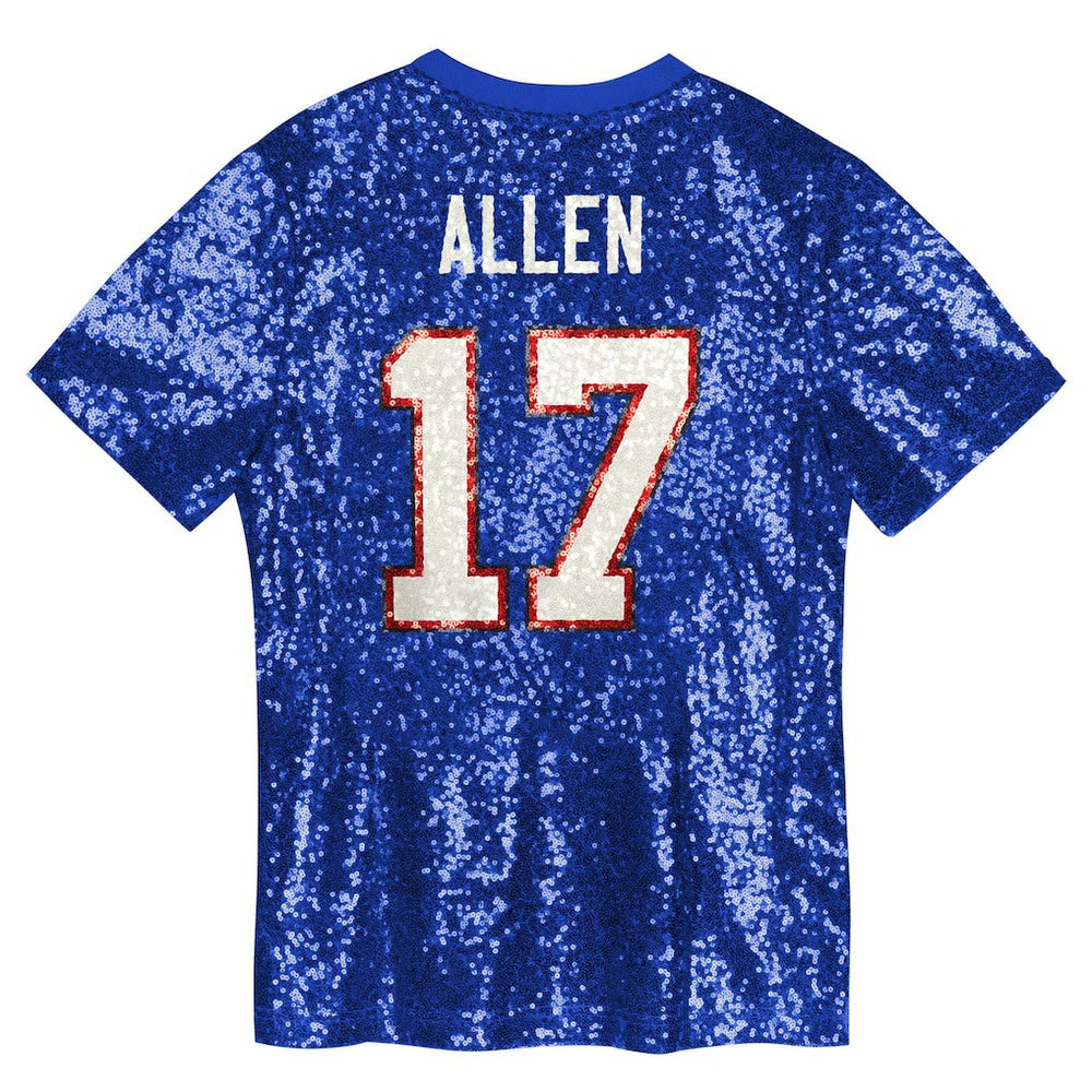Buffalo Bills Josh Allen  Girls Youth Sequin V-Neck Fashion Jersey | NFL On sale