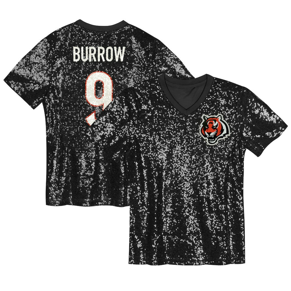 Cincinnati Bengals Joe Burrow  Girls Youth Sequin V-Neck Fashion Jersey | NFL Online