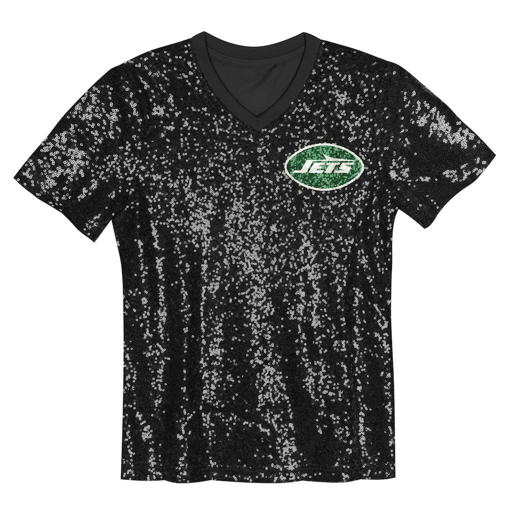 New York Jets Sauce Gardner  Girls Youth Sequin V-Neck Fashion Jersey | NFL Outlet
