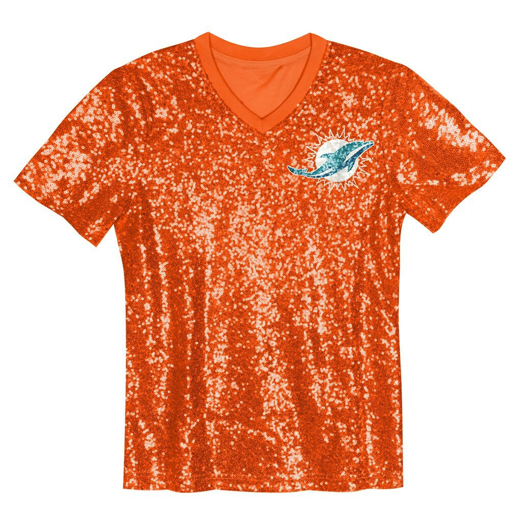 Miami Dolphins Tyreek Hill  Girls Youth Sequin V-Neck Fashion Jersey | NFL Outlet