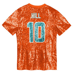 Miami Dolphins Tyreek Hill  Girls Youth Sequin V-Neck Fashion Jersey | NFL Outlet
