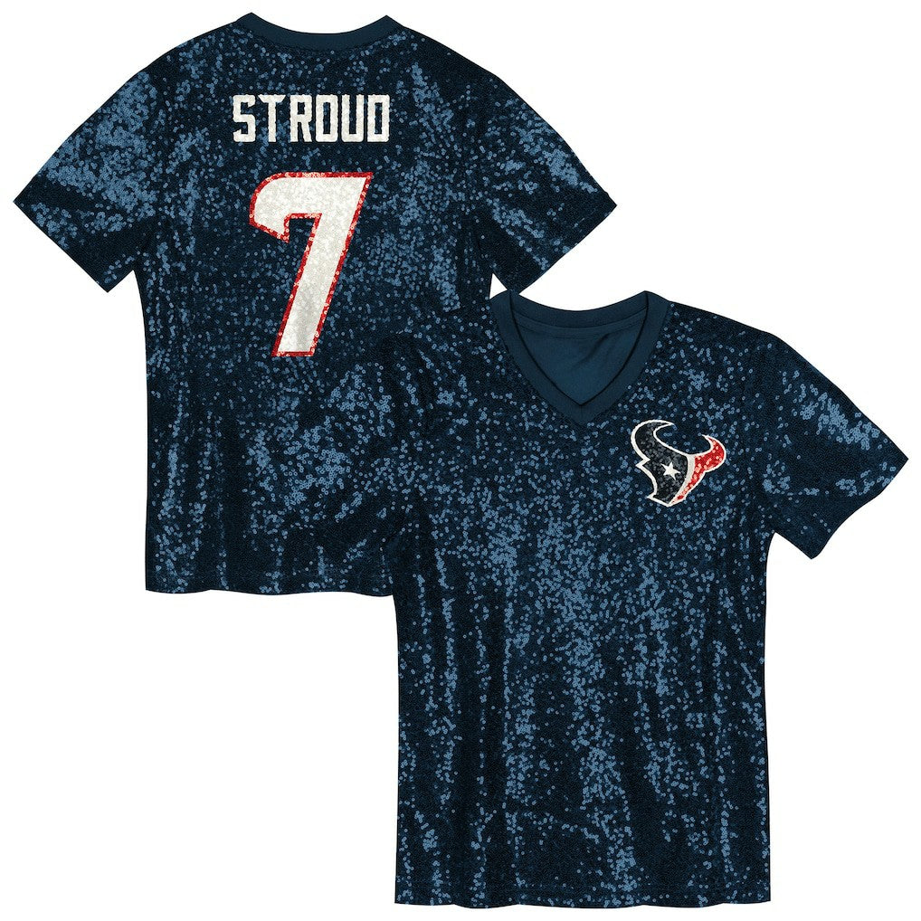 Houston Texans C.J. Stroud  Girls Youth Sequin V-Neck Fashion Jersey | NFL Near me