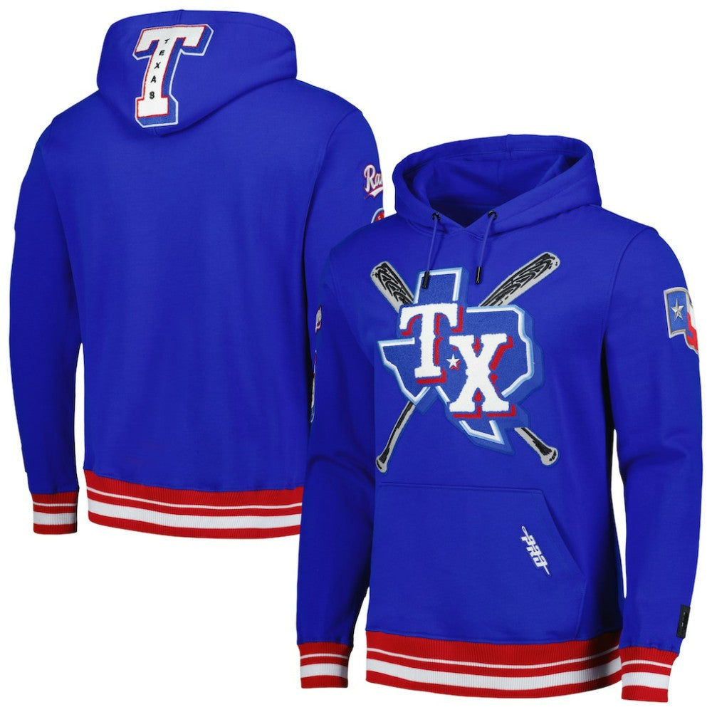Texas Rangers Pro Standard Mash Up Logo Pullover Hoodie - MLB Hoodies