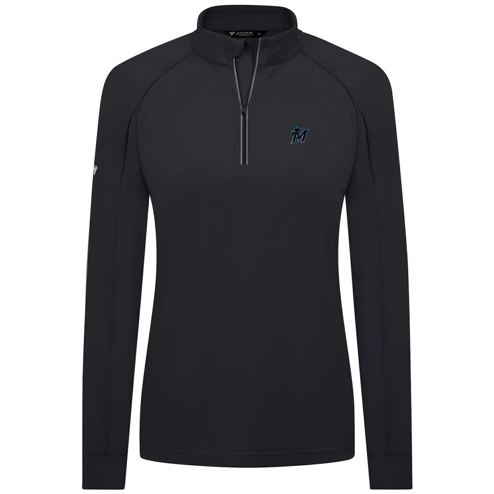Miami Marlins Levelwear Women's Kinetic Insignia Quarter-Zip Pullover - MLB Pullover