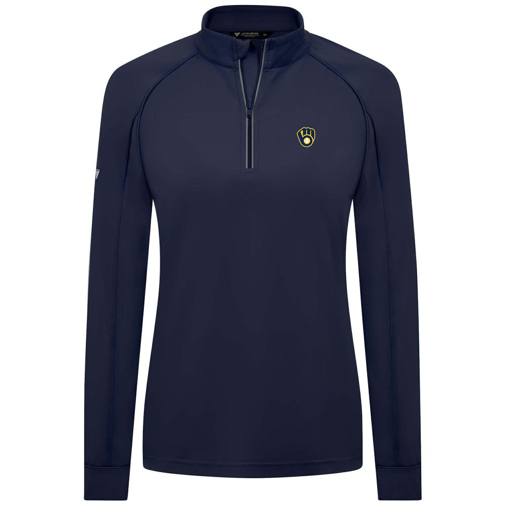 Milwaukee Brewers Levelwear Women's Kinetic Insignia Quarter-Zip Pullover - MLB Pullover