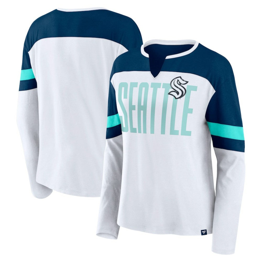Seattle Kraken Fanatics Women's Frozen Long Sleeve Notch Neck T-Shirt -  NHL T-shirts