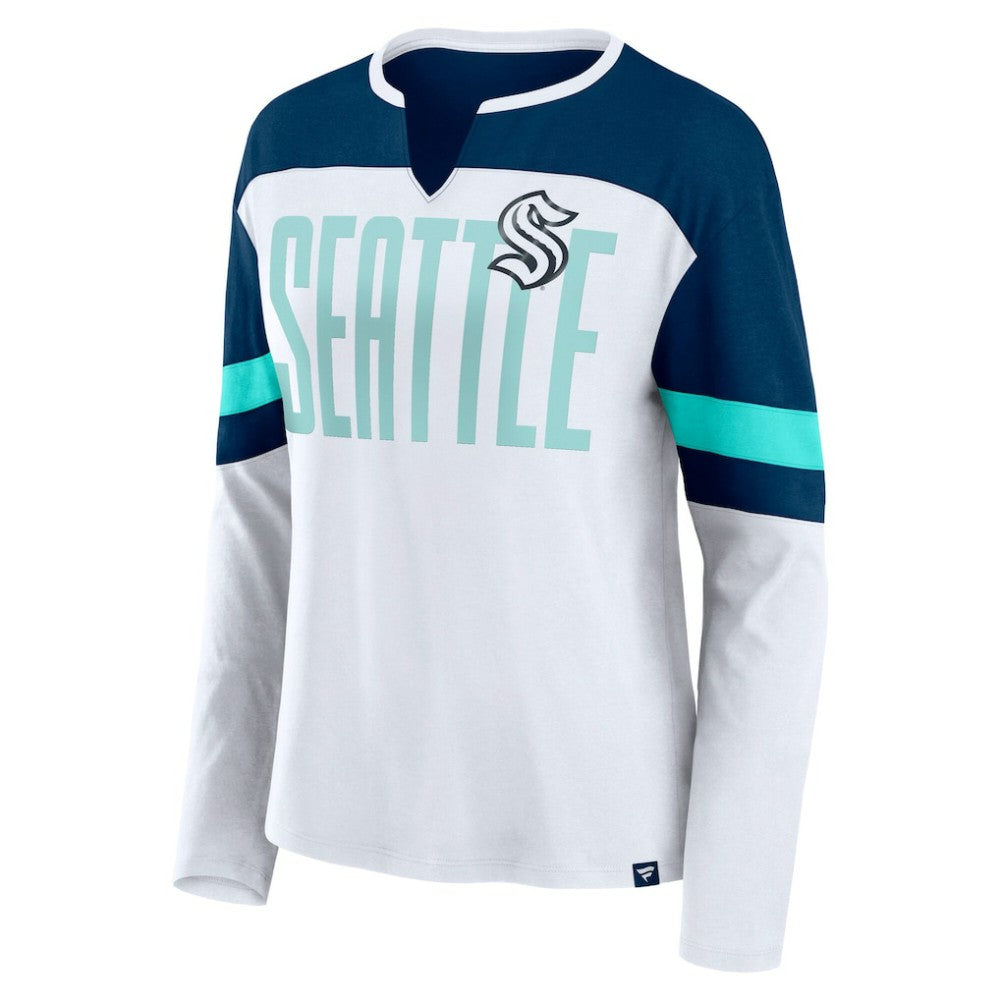 Seattle Kraken Fanatics Women's Frozen Long Sleeve Notch Neck T-Shirt -  NHL T-shirts