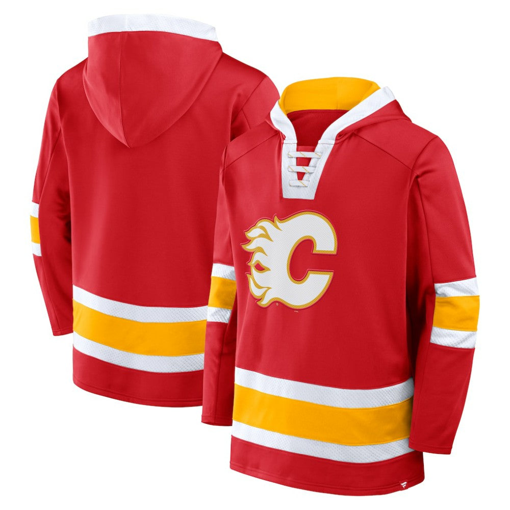 Calgary Flames Fanatics Inside Line Fleece Pullover Hoodie- Red -  NHL Hoodies