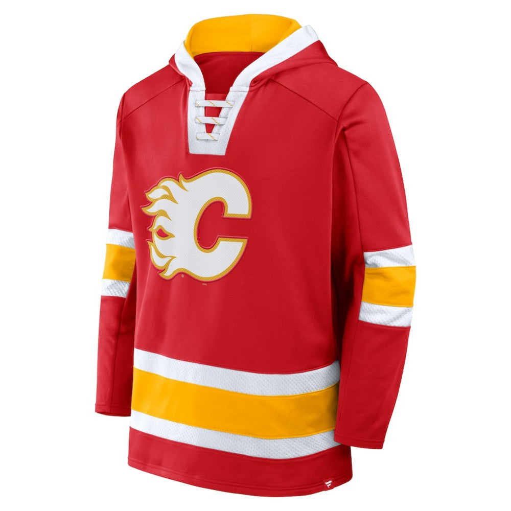 Calgary Flames Fanatics Inside Line Fleece Pullover Hoodie- Red -  NHL Hoodies