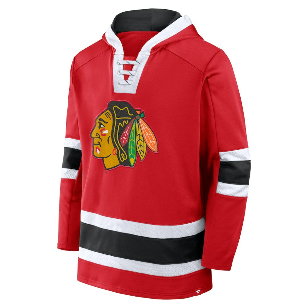 Chicago Blackhawks Fanatics Inside Line Fleece Pullover Hoodie- Red -  NHL Hoodies