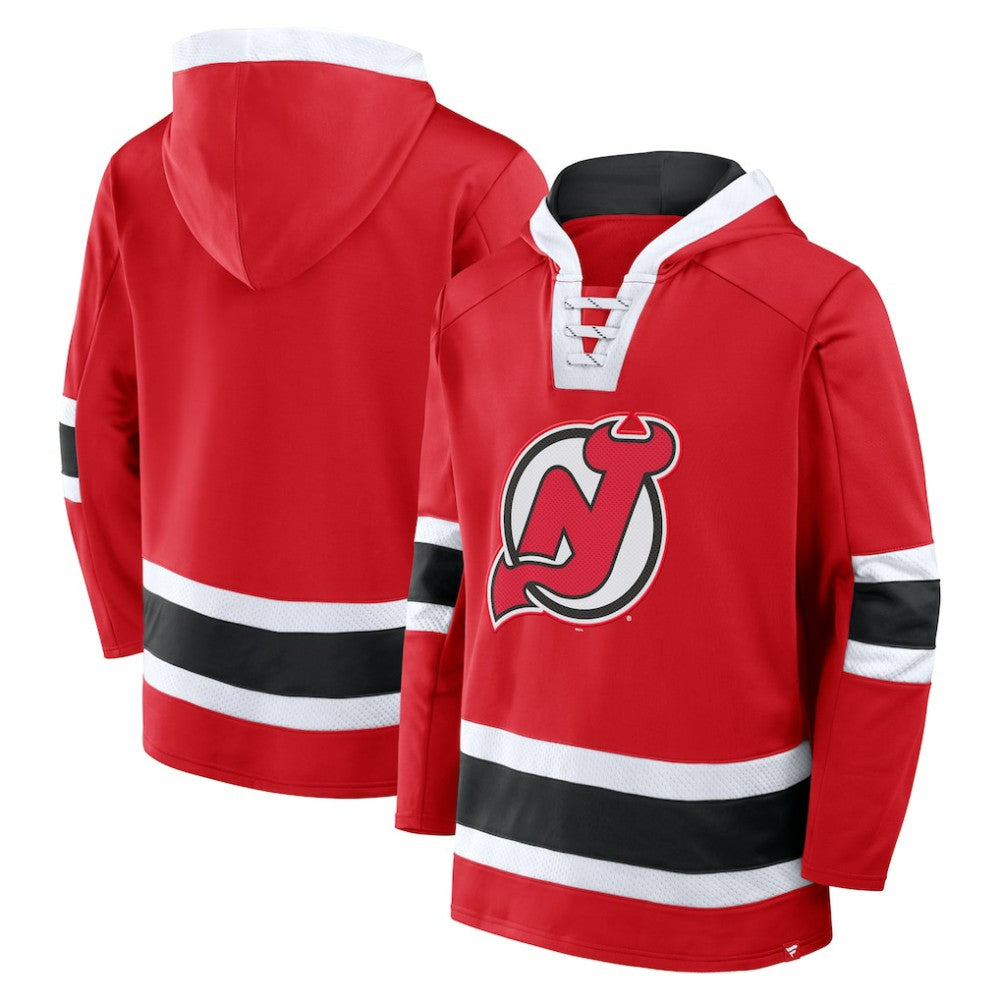 New Jersey Devils Fanatics Inside Line Fleece Pullover Hoodie- Red -  NHL Jerseys