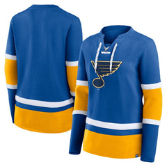 St. Louis Blues Fanatics Women's Prime Time Lace-Up Long Sleeve T-Shirt -  NHL T-shirts