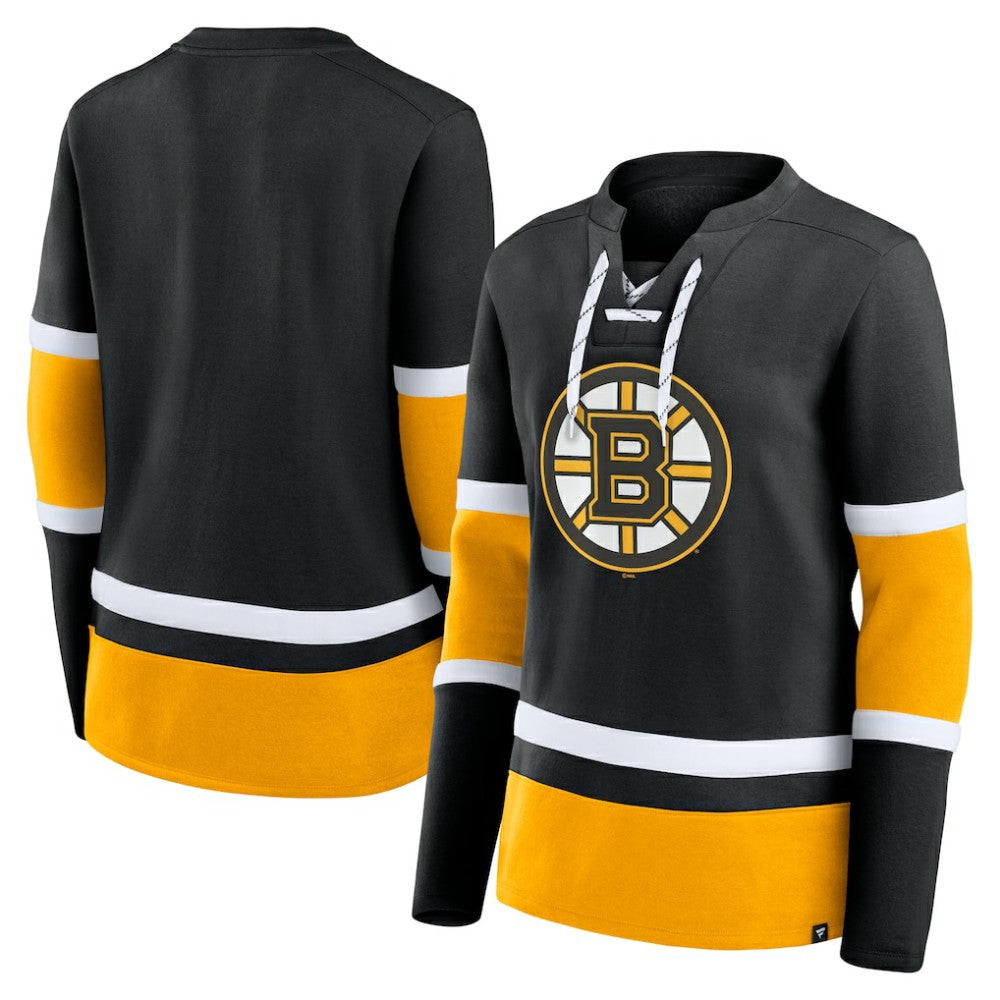 Boston Bruins Fanatics Women's Prime Time Lace-Up Long Sleeve T-Shirt -  NHL T-shirts