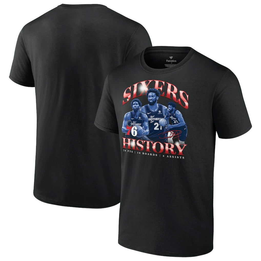 Black Joel Embiid Philadelphia 76ers History T-Shirt sale | NBA