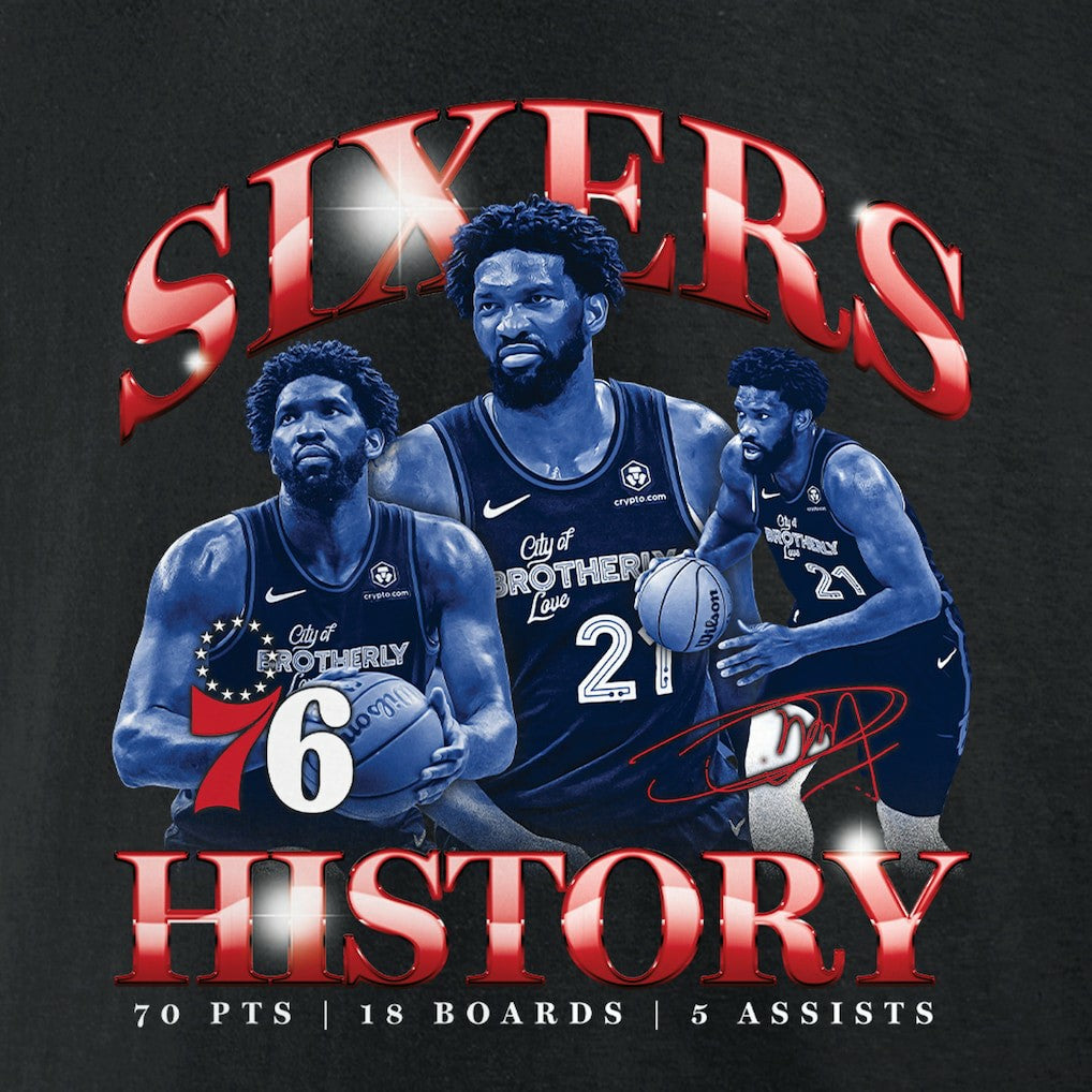 Black Joel Embiid Philadelphia 76ers History T-Shirt sale | NBA