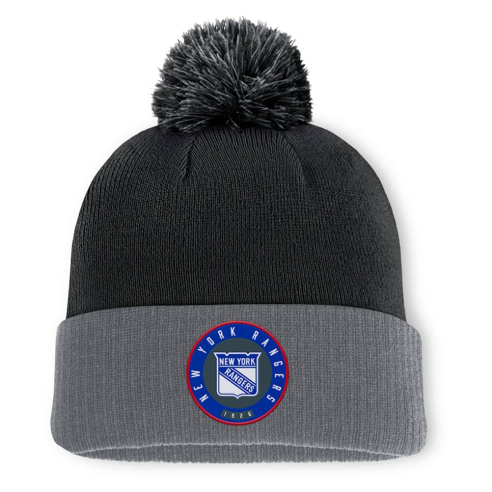 New York Rangers Fanatics Aspyn Cuffed Knit Hat with Pom -  NHL Hats