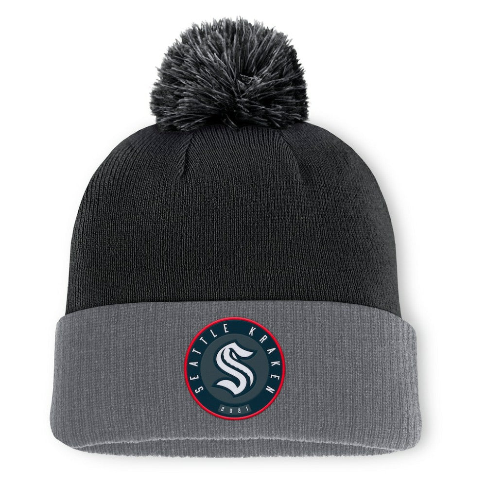 Seattle Kraken Fanatics Aspyn Cuffed Knit Hat with Pom -  NHL Hats
