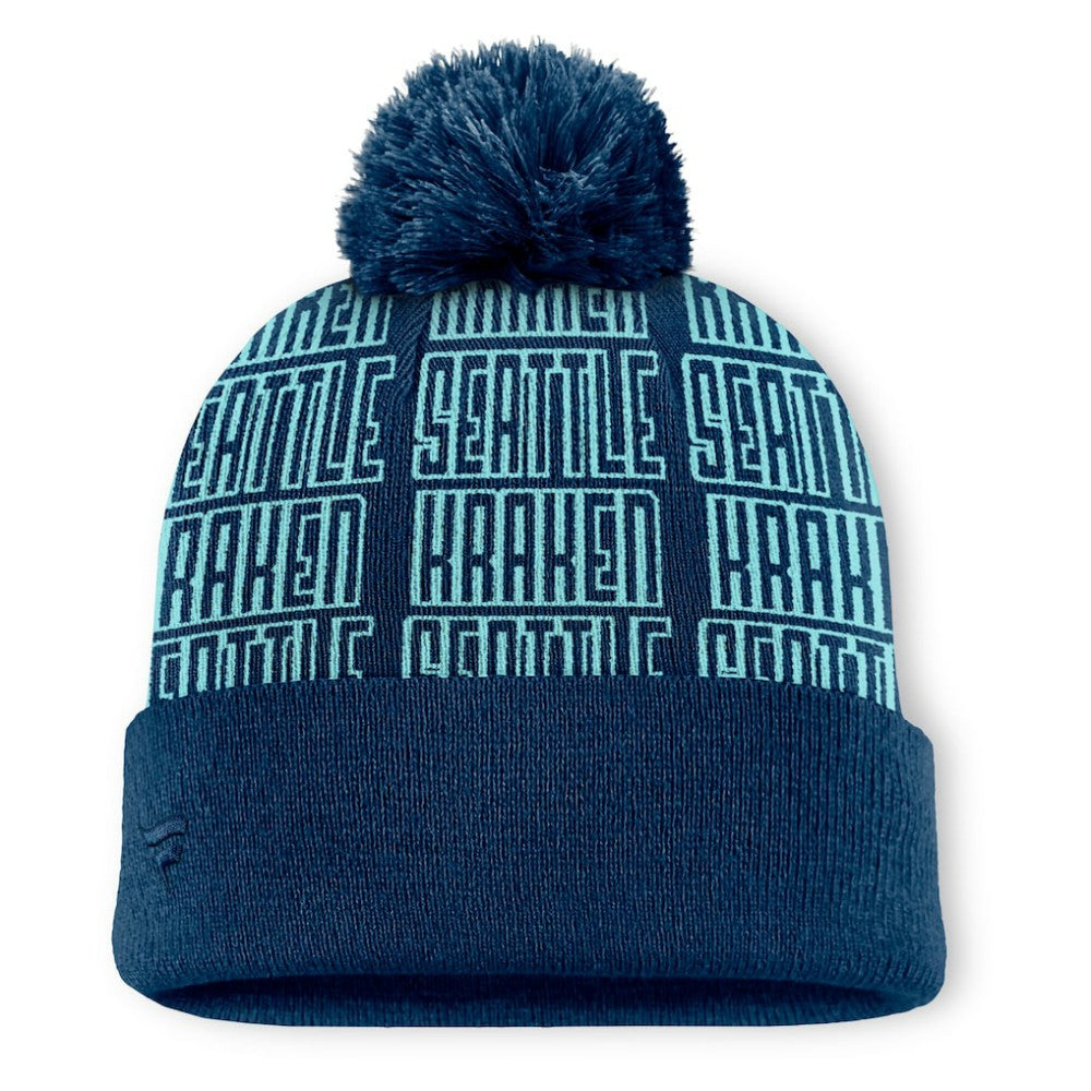 Seattle Kraken Fanatics Fundamental Empty Net Cuffed Knit Hat with Pom -  NHL Hats