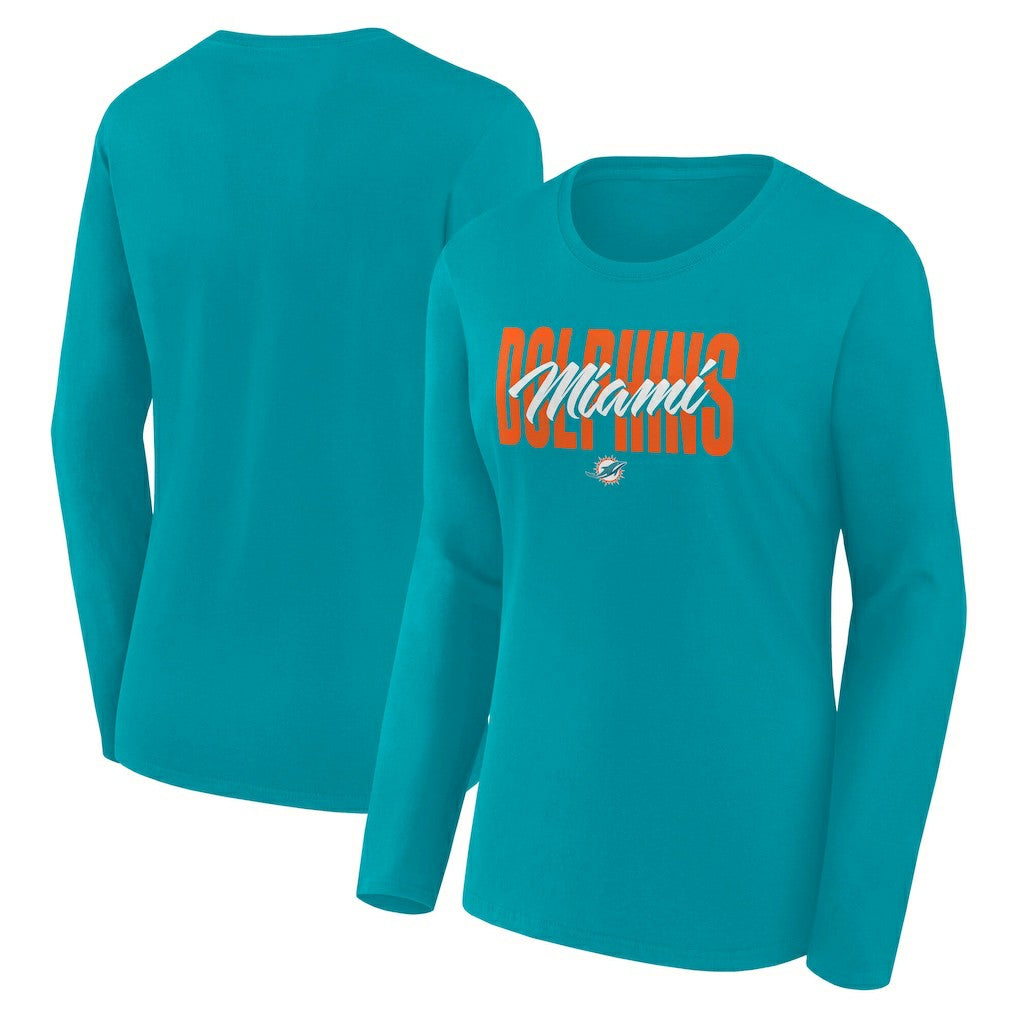 Miami Dolphins Logo Athletic Women's Grip Long Sleeve T-Shirt | NFL Sale