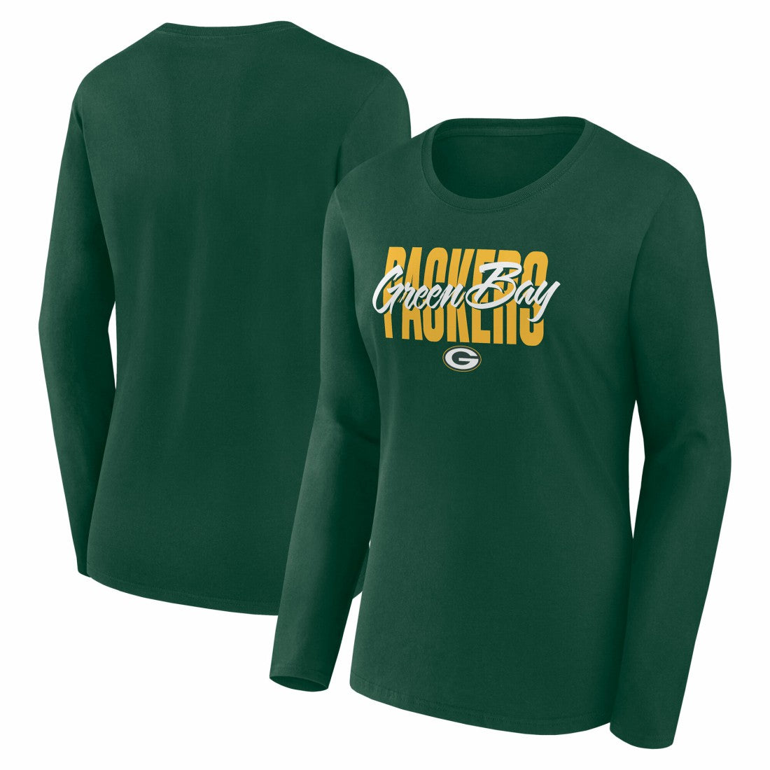 Green Bay Packers Logo Athletic Women's Grip Long Sleeve T-Shirt | NFL Discount