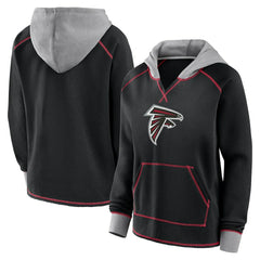 Atlanta Falcons Logo Athletic Women's Boom Fleece Pullover V-Neck Hoodie | NFL Discount