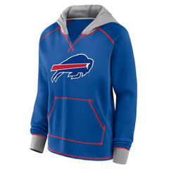 Buffalo Bills Logo Athletic Women's Boom Fleece Pullover V-Neck Hoodie | NFL Outlet
