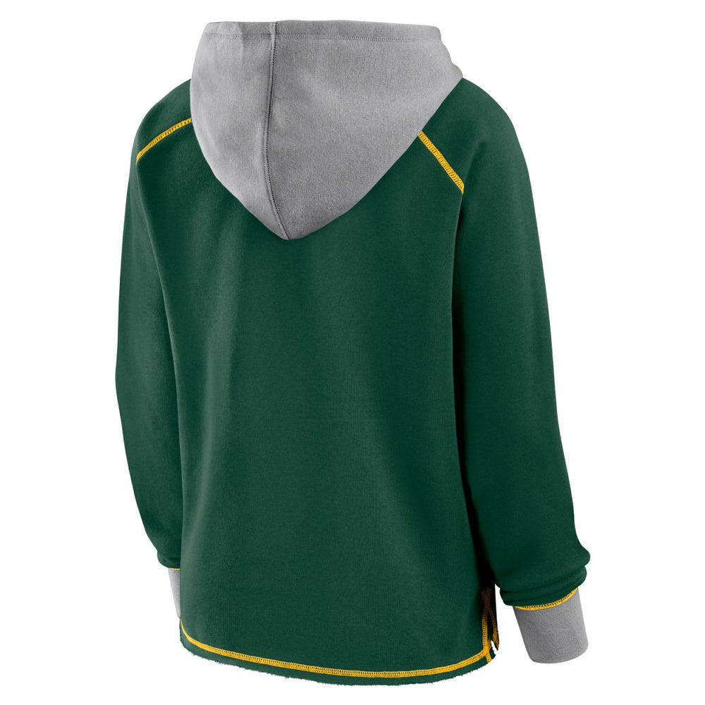 Green Bay Packers Logo Athletic Women's Boom Fleece Pullover V-Neck Hoodie | NFL US