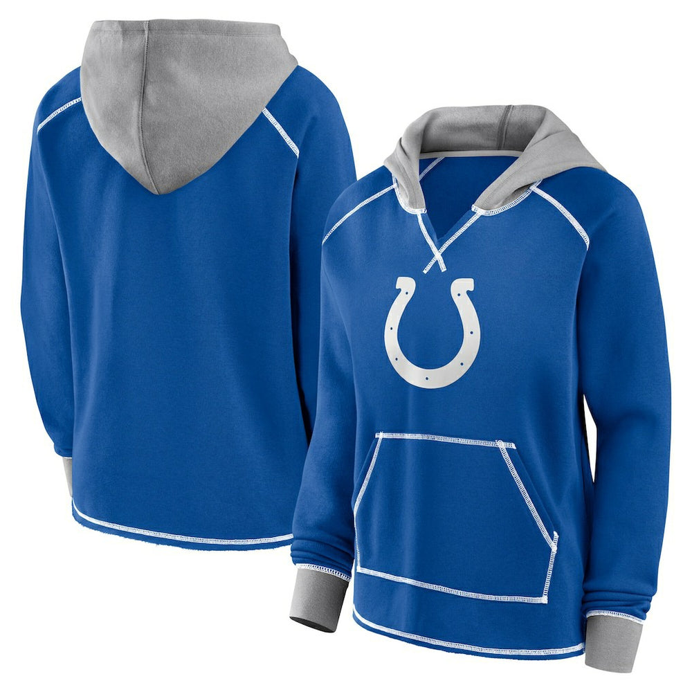 Indianapolis Colts Logo Athletic Women's Boom Fleece Pullover V-Neck Hoodie | NFL On sale