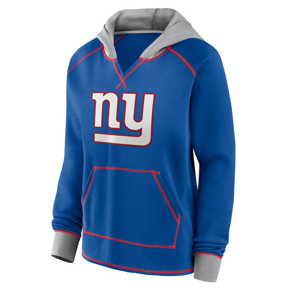 New York Giants Logo Athletic Women's Boom Fleece Pullover V-Neck Hoodie | NFL US