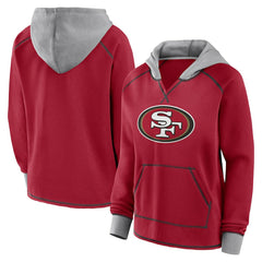San Francisco 49ers Logo Athletic Women's Boom Fleece Pullover V-Neck Hoodie | NFL On sale