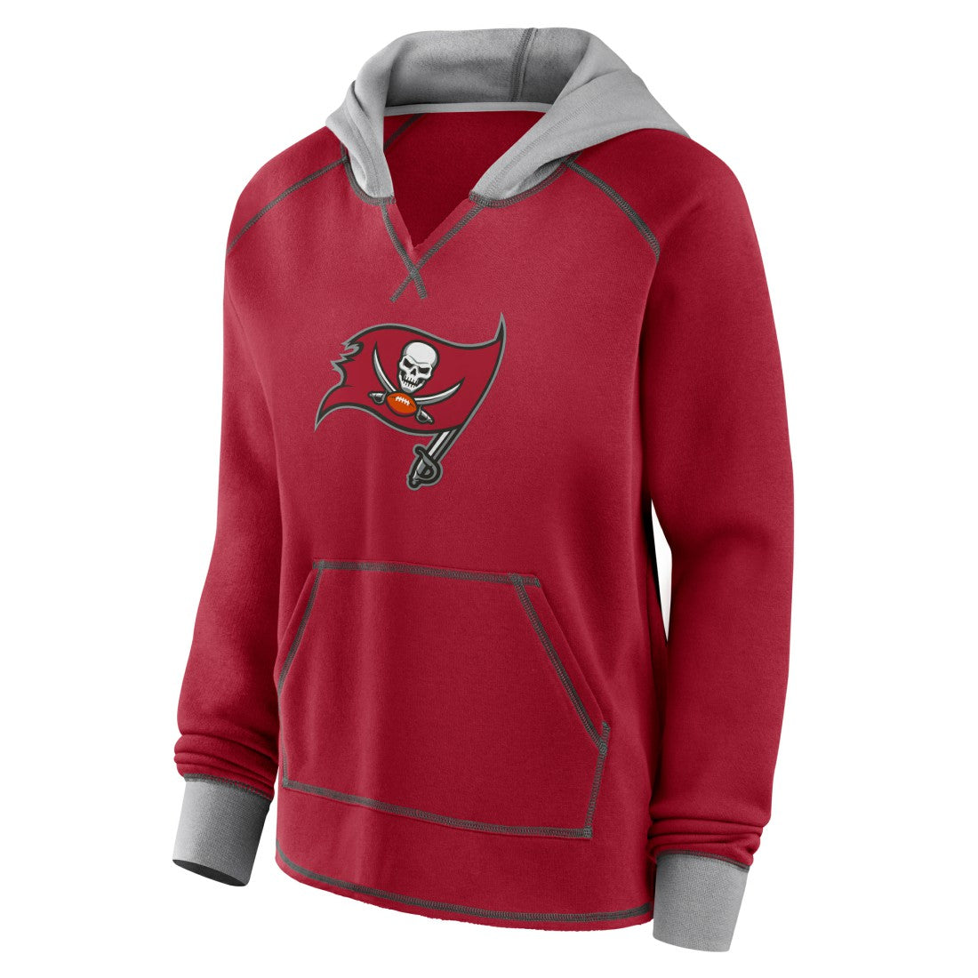 Tampa Bay Buccaneers Logo Athletic Women's Boom Fleece Pullover V-Neck Hoodie | NFL Discount