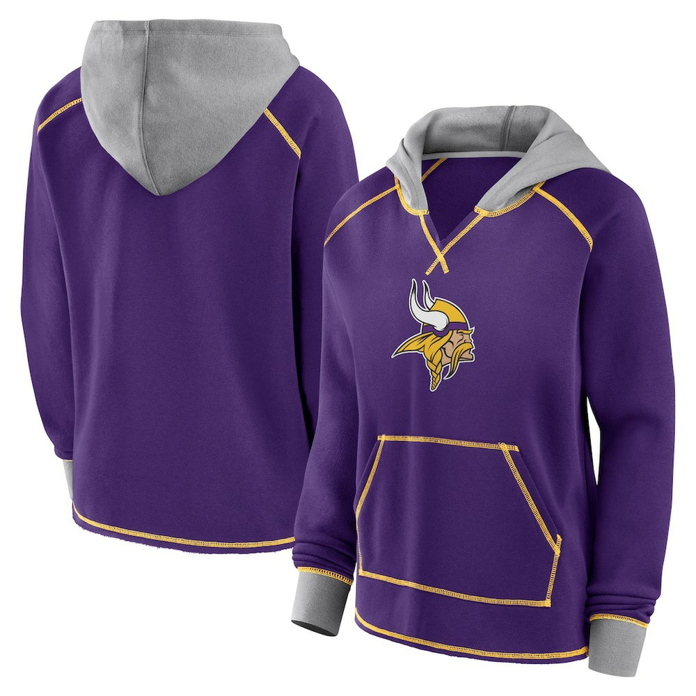 Minnesota Vikings Logo Athletic Women's Boom Fleece Pullover V-Neck Hoodie | NFL Near me