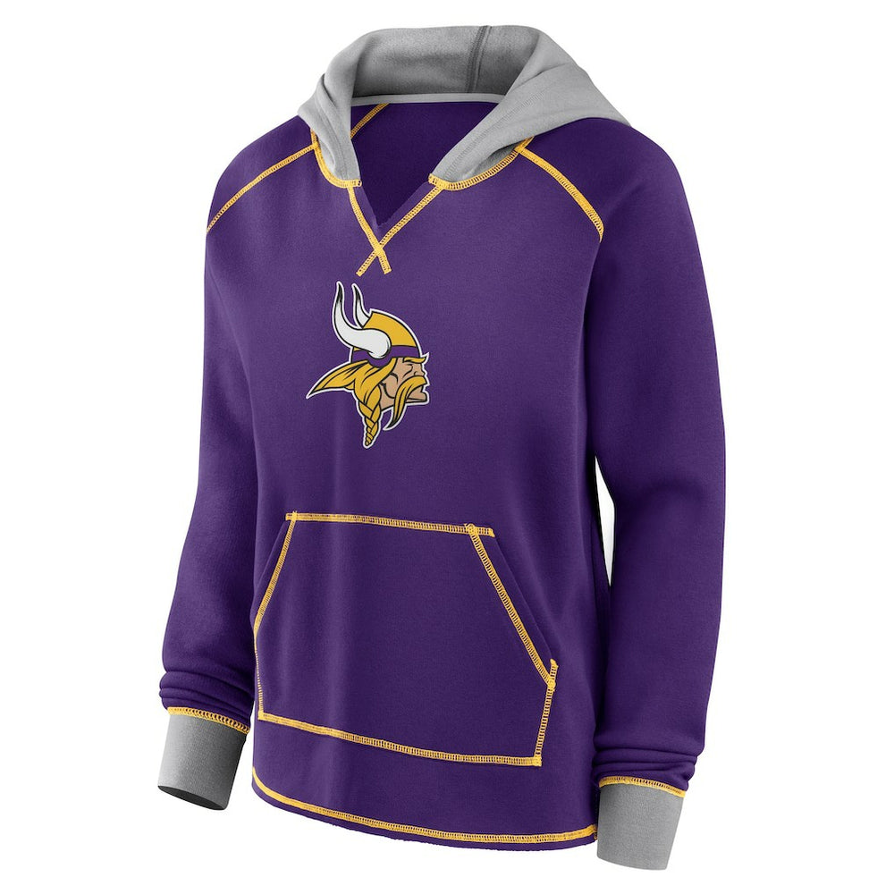 Minnesota Vikings Logo Athletic Women's Boom Fleece Pullover V-Neck Hoodie | NFL Near me