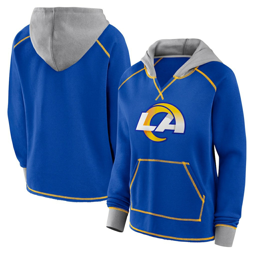 Los Angeles Rams Logo Athletic Women's Boom Fleece Pullover V-Neck Hoodie | NFL Near me