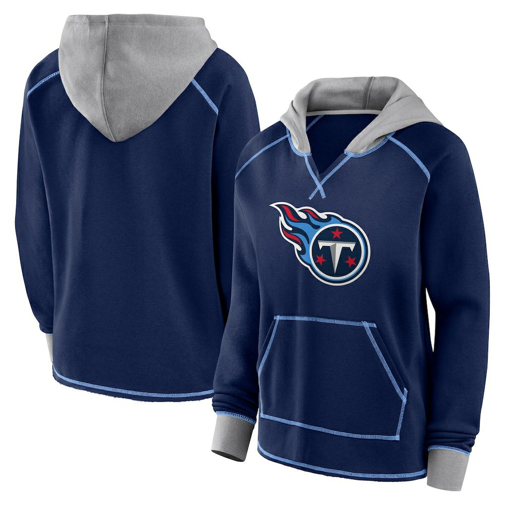 Tennessee Titans Logo Athletic Women's Boom Fleece Pullover V-Neck Hoodie | NFL Near me