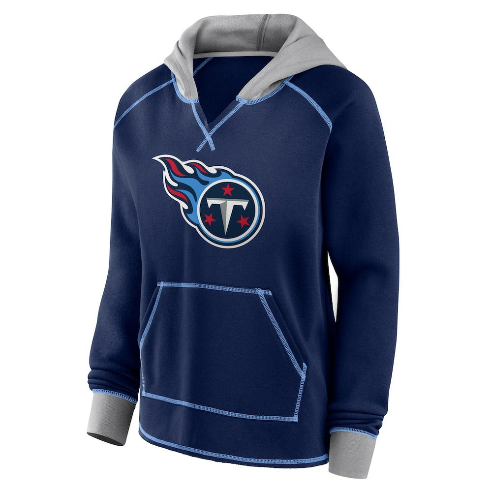 Tennessee Titans Logo Athletic Women's Boom Fleece Pullover V-Neck Hoodie | NFL Near me