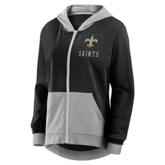 New Orleans Saints Logo Athletic Women's Hit It French Terry Full-Zip Hoodie | NFL Discount